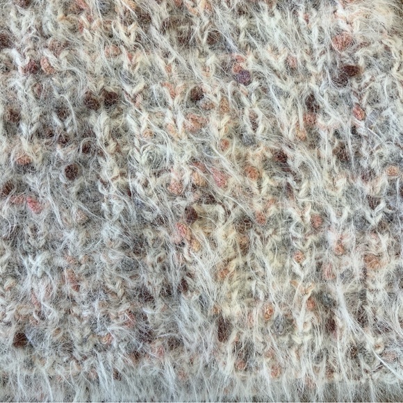 Pol Teddy Fuzzy Knit V-neck Sweater Small Oversized Bohemian Festival Cozy - Picture 2 of 7